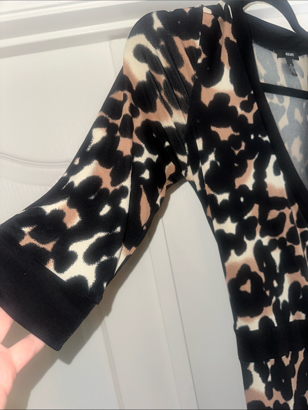 Alfani Animal Print Midi Wrap Dress in Black, Brown & Cream size medium - Picture 3 of 8